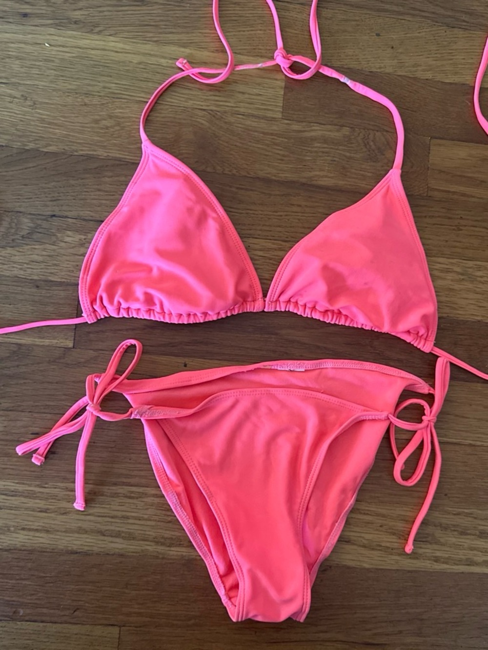 Neon Pink Triangle Tie-Side Bikini Set - Women